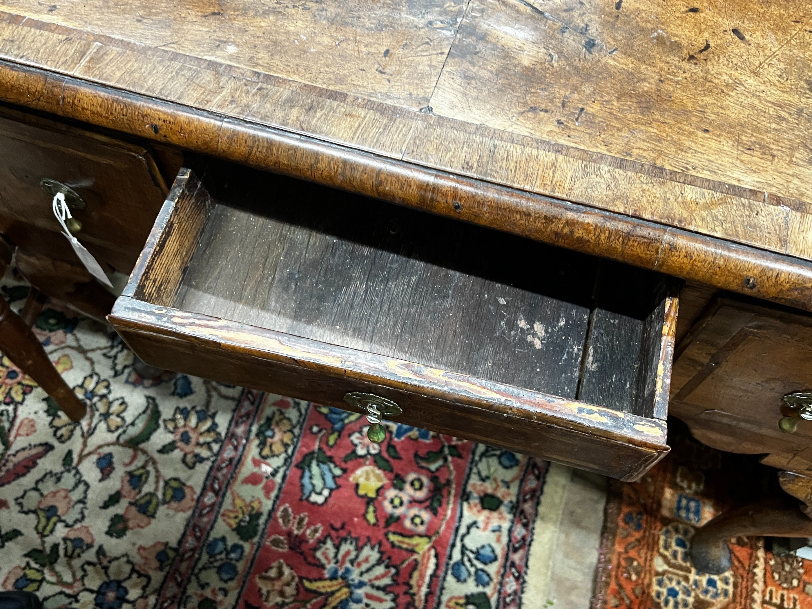 An 18th century and later banded walnut lowboy, width 98cm, depth 54cm, height 79cm